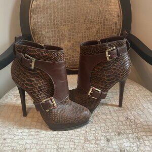 Michael Kors Embossed Python Ankle Boots- Size 9M